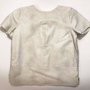LOFT Pleather Boxy Tee Gray